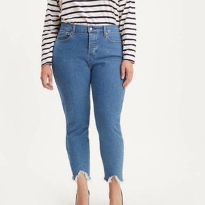 Levi’s Distressed Hem High Waisted Ankle Jeans